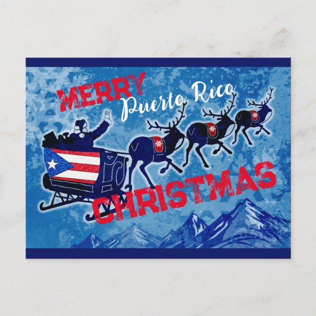 Merry Puerto Rico flag Christmas postcard (Front)