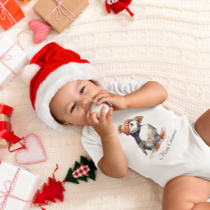 Merry Puffin, custom Baby Bodysuit