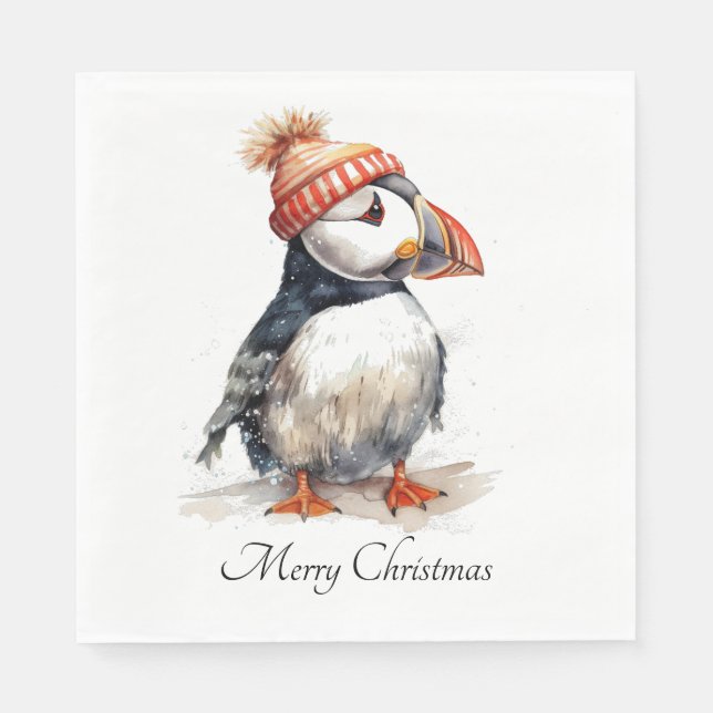 Merry Puffin, custom Napkin (Front)
