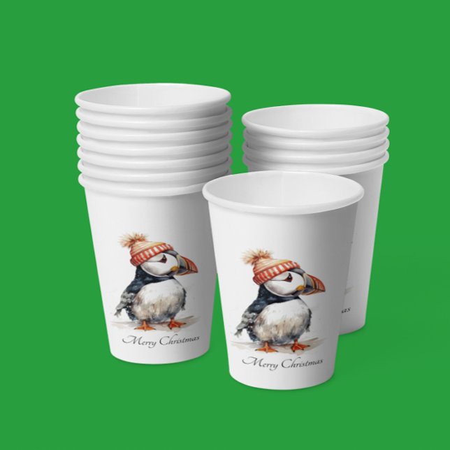 Merry Puffin, custom Paper Cups (Creator Uploaded)