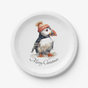 Merry Puffin, custom Paper Plate