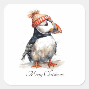 Merry Puffin, custom Square Sticker
