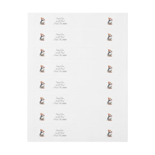 Merry Puffin, custom Wrap Around Label