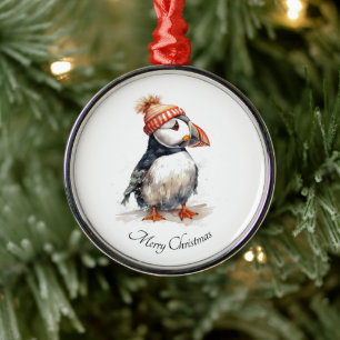 Merry Puffin Metal Tree Decoration