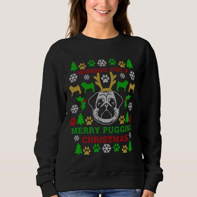 Merry Pugging Christmas Pug Ugly Sweater Digital A (Front)