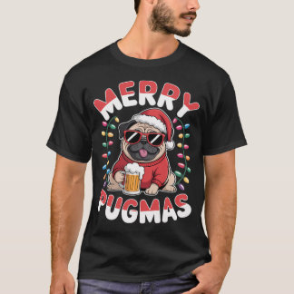 Merry Pugmas Christmas Dog Santa Pug Santa Present T-Shirt