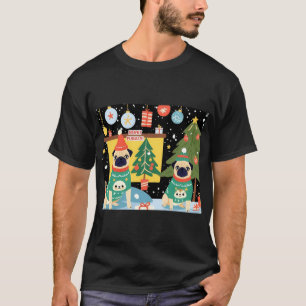 MERRY PUGMAS CHRISTMAS DOGS SWEATERS FESTIVE SCENE