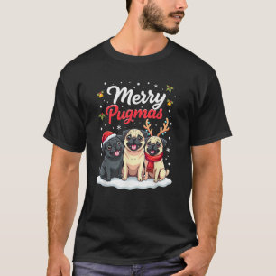 Merry Pugmas Christmas Family Pyjama PJS Dog Funny T-Shirt