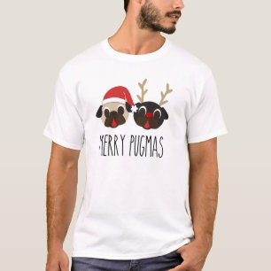 Merry Pugmas Christmas Pug - Santa & Reindeer T-Shirt