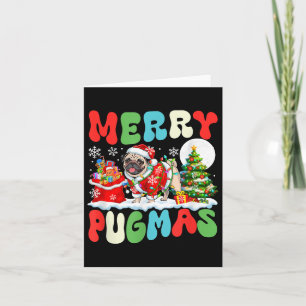 Merry Pugmas Christmas Santa Pug Colourful Costume Card