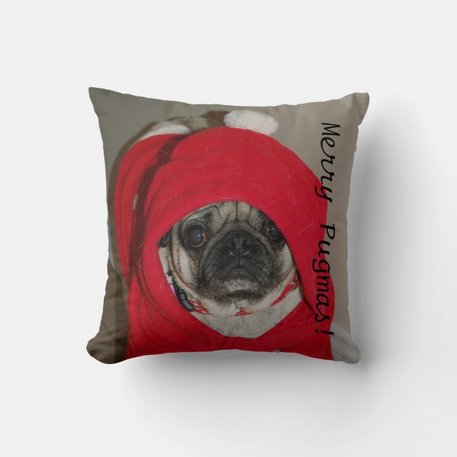 Merry Pugmas ! Cushion (Front)