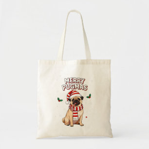 Merry Pugmas Cute Christmas Pug Dog Lover Tote Bag