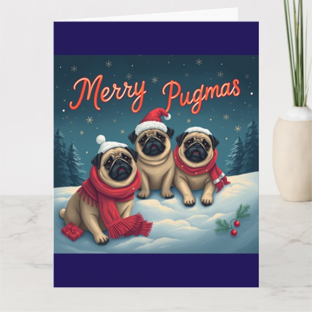 Merry Pugmas From Our Family Card (Front)