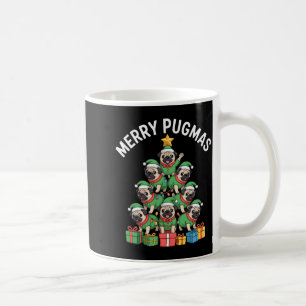 Merry Pugmas Funny Pug Christmas Tree Holiday Long Coffee Mug