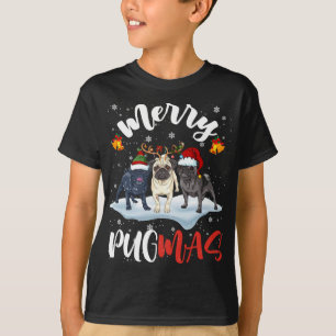 Merry Pugmas Funny Santa Reindeer Elf Pug Dog Chri T-Shirt