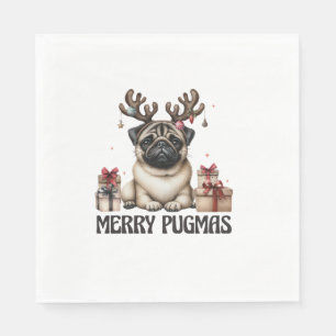 Merry Pugmas Merry Christmas Funny Pug Dog Napkin