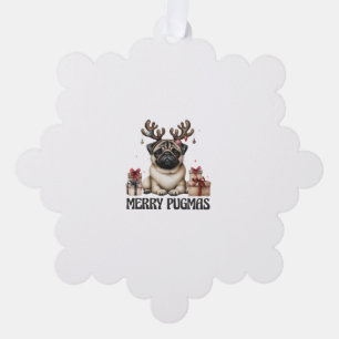 Merry Pugmas Merry Christmas Funny Pug Dog Tree Decoration Card