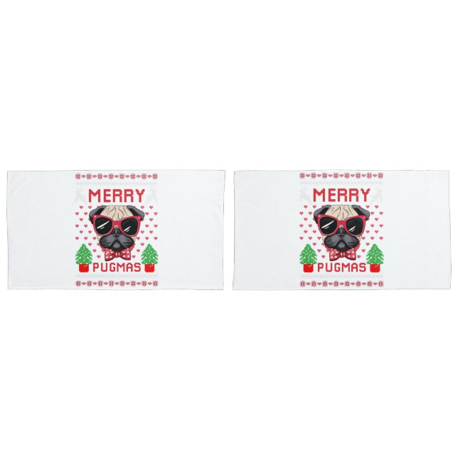 Merry Pugmas! Pillowcases (Front-Set)