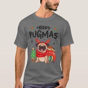 Merry Pugmas Pug Dog Lover Christmas Xmas Funny T-Shirt