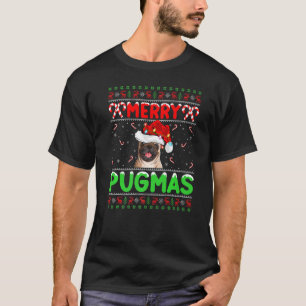 Merry Pugmas Santa Pug Dog Xmas Lighting Ugly Pug T-Shirt