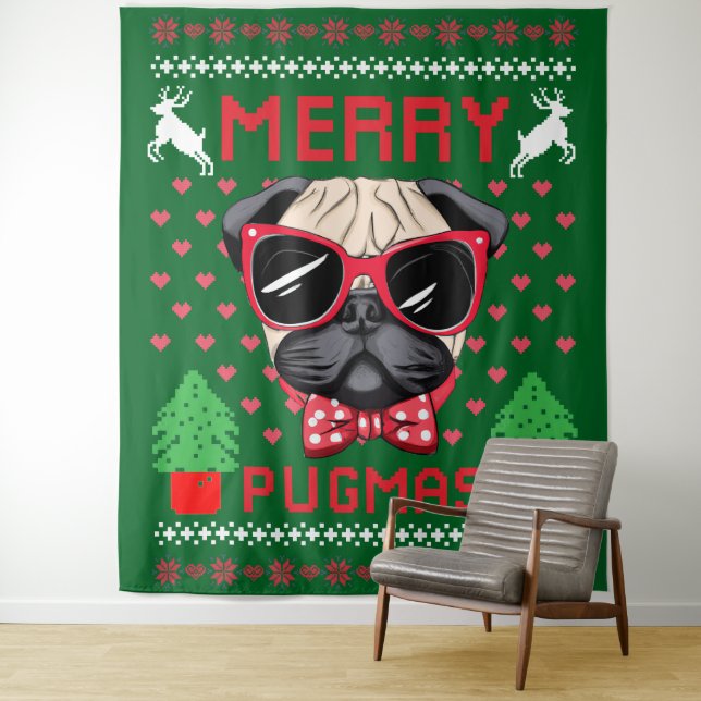 Merry Pugmas! Tapestry (In Situ)