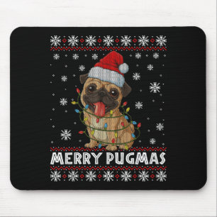 Merry Pugmas Ugly Christmas Sweater Cute Pug Dog  Mouse Mat