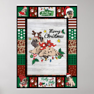 Merry Pugmas Xmas Pug Christmas Party Pug Lover  Poster