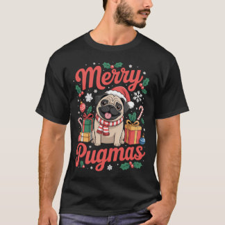 Merry Pugmas Xmas Santa Hat Pug Christmas T-Shirt