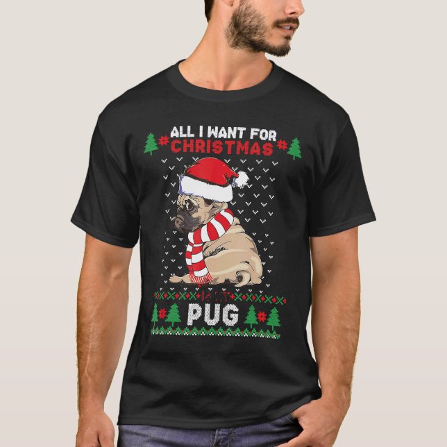 Merry Pugmas Xmas Ugly Christmas Sweater Santa Pug (Front)