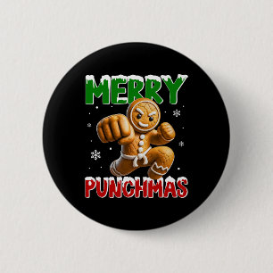 Merry Punchmas Taekwondo Karate Gingerbread Man Ma 6 Cm Round Badge