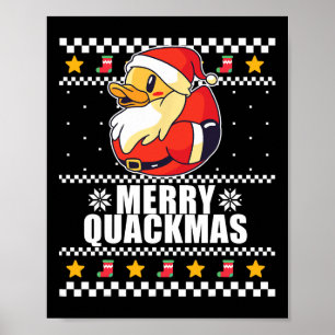 Merry Quackmas Christmas Duck Santa Claus Meme Poster