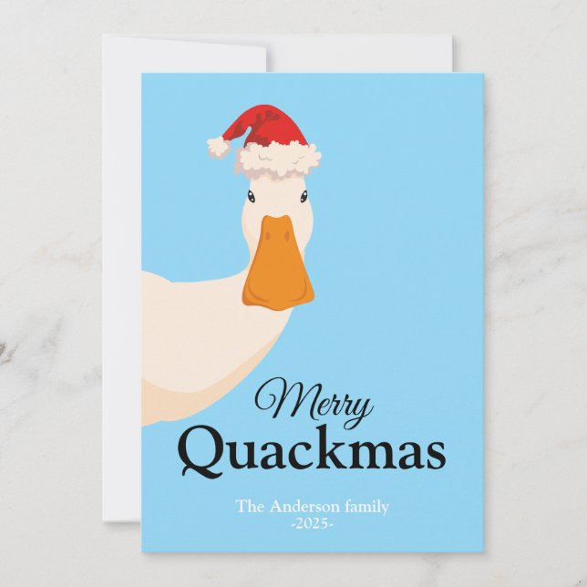 Merry Quackmas Christmas funny cute Duck Holiday Card (Front)