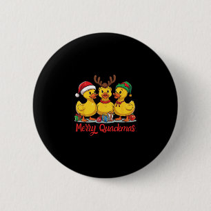 Merry Quackmas Christmas Santa Hat Reindeer Elf Ha 6 Cm Round Badge