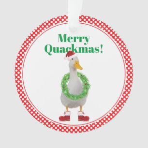 Merry Quackmas Santa Duck Button Ornament