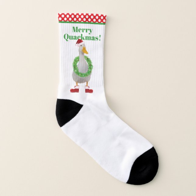 Merry Quackmas Santa Duck Socks (Left Inside)