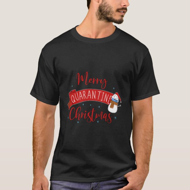 Merry Quarantine Christmas 2020 Cute Snowman Face  T-Shirt (Front)