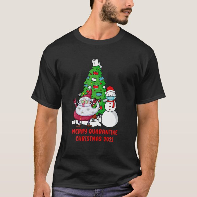 Merry Quarantine Christmas 2022 Funny Xmas Pajamas T-Shirt (Front)