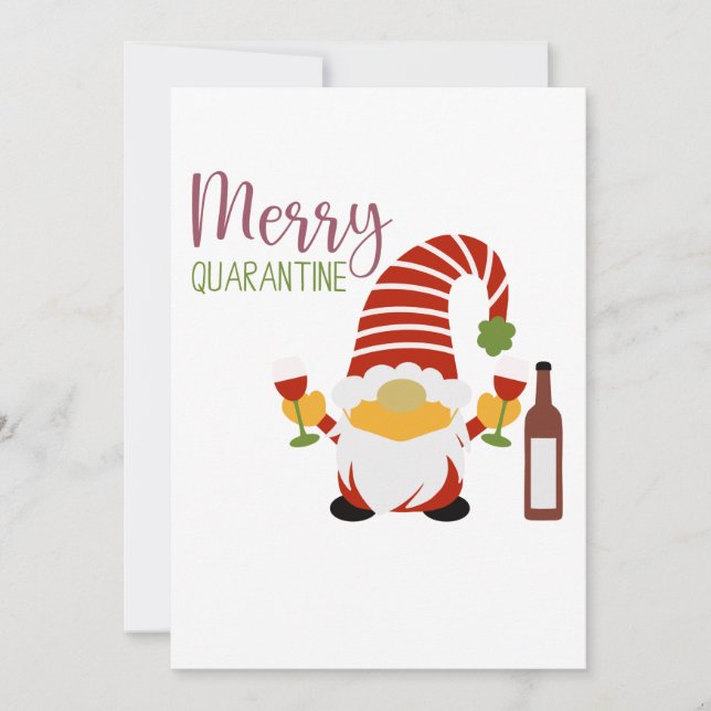 Merry Quarantine Christmas Gnome Holiday Card (Front)