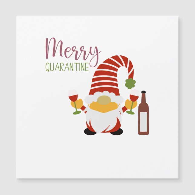 Merry Quarantine Christmas Gnome Magnetic Card (Front)
