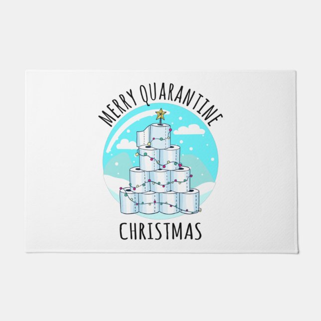 Merry Quarantine Christmas Tree Toilet Paper Doormat (Front)