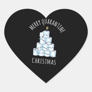 Merry Quarantine Christmas Tree Toilet Paper Heart Sticker