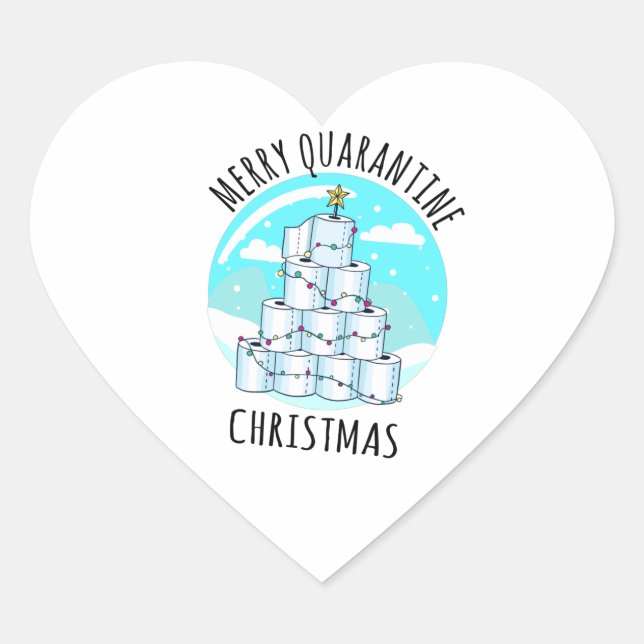 Merry Quarantine Christmas Tree Toilet Paper Heart Sticker (Front)