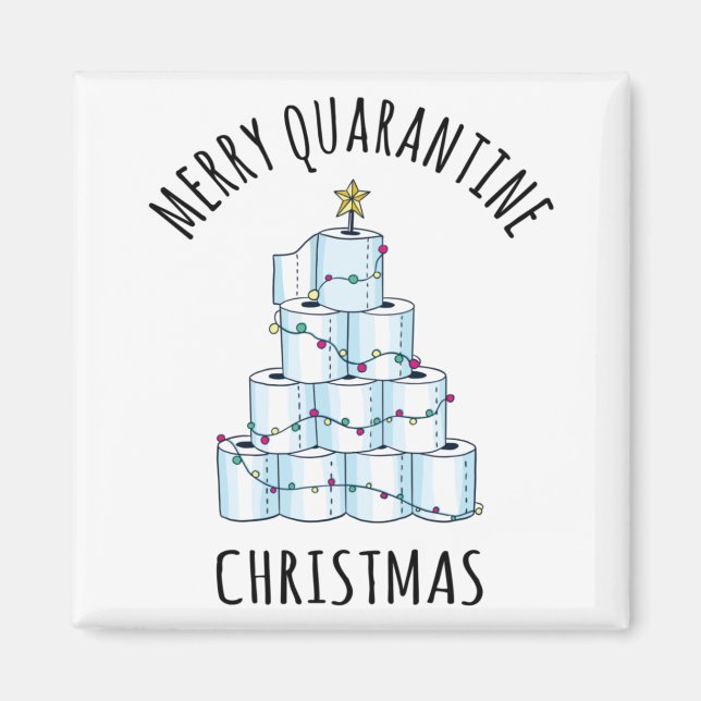 Merry Quarantine Christmas Tree Toilet Paper Magnet (Front)