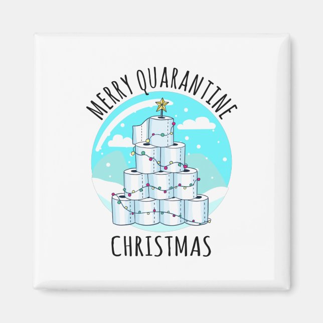 Merry Quarantine Christmas Tree Toilet Paper Magnet (Front)