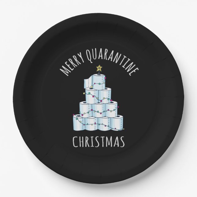 Merry Quarantine Christmas Tree Toilet Paper Paper Plate (Front)