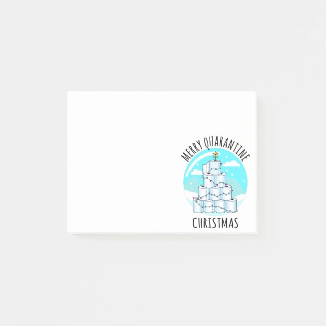 Merry Quarantine Christmas Tree Toilet Paper Post-it Notes (Front)