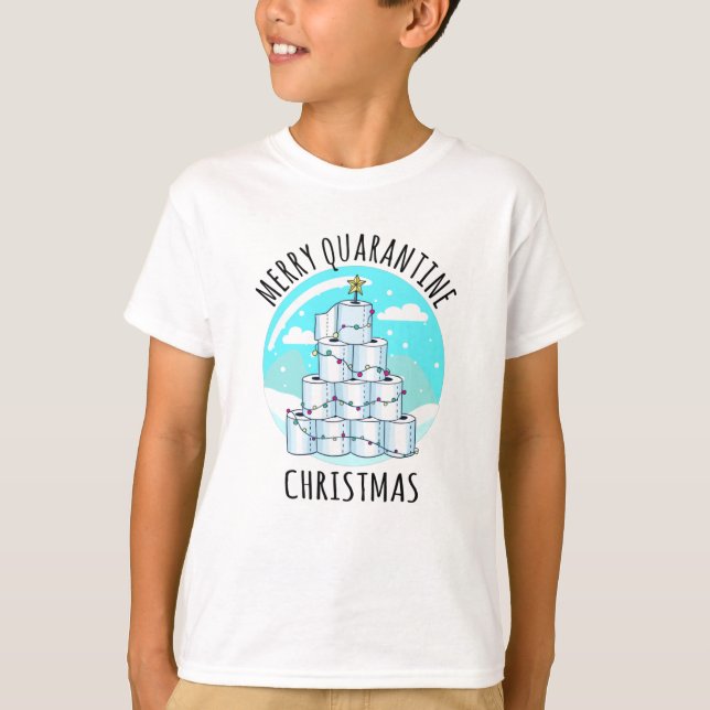 Merry Quarantine Christmas Tree Toilet Paper T-Shirt (Front)
