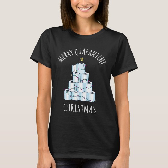 Merry Quarantine Christmas Tree Toilet Paper T-Shirt (Front)