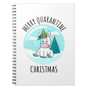 Merry Quarantine Christmas Unicorn Notebook