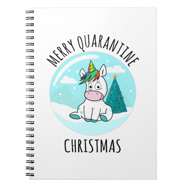 Merry Quarantine Christmas Unicorn Notebook (Front)